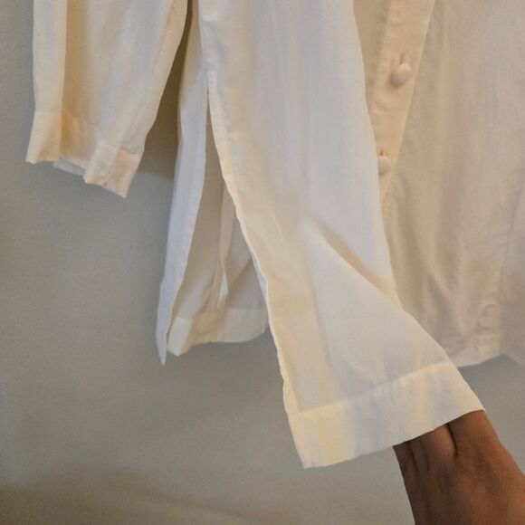 NIPON Studio Womens Blouse Button Down 100% Silk Beige Size 14 Lagenlook - Picture 6 of 9